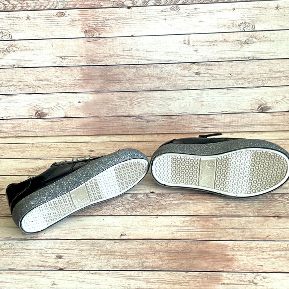 Kidpik patent black/silver sparkly casual lace up zippered shoes size 9 EUC - Picture 6 of 8